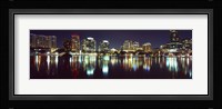 Buildings at night, Lake Eola, Orlando, Florida Fine Art Print