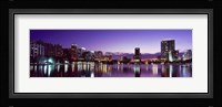 Buildings lit up at night in a city, Lake Eola, Orlando Fine Art Print
