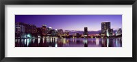 Buildings lit up at night in a city, Lake Eola, Orlando Fine Art Print