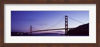 Silhouette of suspension bridge across a bay, Golden Gate Bridge, San Francisco Bay, San Francisco, California, USA Fine Art Print