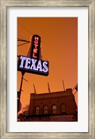 Low angle view of a neon sign of a hotel lit up at dusk, Fort Worth Stockyards, Fort Worth, Texas, USA Fine Art Print