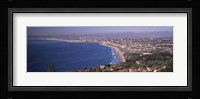 Aerial view of a city at coast, Santa Monica Beach, Beverly Hills, Los Angeles County, California, USA Fine Art Print