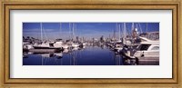Sailboats at a harbor, Long Beach, Los Angeles County, California, USA Fine Art Print