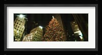 Christmas tree lit up at night, Rockefeller Center, Manhattan, New York State Fine Art Print