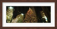 Christmas tree lit up at night, Rockefeller Center, Manhattan, New York State Fine Art Print