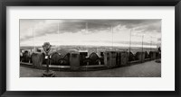 Coin-operated binoculars on the top of a building, Rockefeller Center, Manhattan, New York (black and white) Fine Art Print