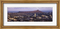 City view of Honolulu with mountain in the background, Oahu, Honolulu County, Hawaii, USA 2010 Fine Art Print