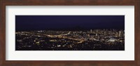 Aerial view of a city lit up at night, Honolulu, Oahu, Honolulu County, Hawaii, USA 2010 Fine Art Print