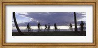 Tourists cycling on the beach, Honolulu, Oahu, Hawaii, USA Fine Art Print