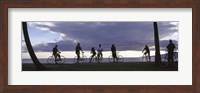 Tourists cycling on the beach, Honolulu, Oahu, Hawaii, USA Fine Art Print
