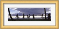 Tourists cycling on the beach, Honolulu, Oahu, Hawaii, USA Fine Art Print