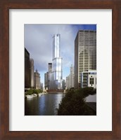 Skyscrapers in a city, Trump Tower, Chicago River, Chicago, Cook County, Illinois, USA Fine Art Print
