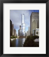 Skyscrapers in a city, Trump Tower, Chicago River, Chicago, Cook County, Illinois, USA Fine Art Print