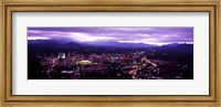 Aerial view of a city lit up at dusk, Asheville, Buncombe County, North Carolina, USA 2011 Fine Art Print