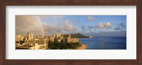 Rainbow over the beach, Diamond Head, Waikiki Beach, Oahu, Honolulu, Hawaii, USA Fine Art Print