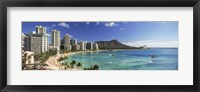 Buildings along the coastline, Diamond Head, Waikiki Beach, Oahu, Honolulu, Hawaii, USA Fine Art Print