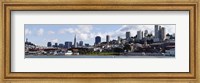 Buildings at the waterfront, Transamerica Pyramid, Ghirardelli Building, Coit Tower, San Francisco, California, USA Fine Art Print