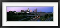 Highway interchange and skyline at sunset, Kansas City, Missouri, USA Fine Art Print