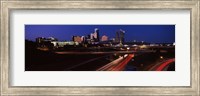 Highway interchange and skyline at dusk, Kansas City, Missouri, USA Fine Art Print