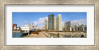 Columbia Yacht Club with city skyline, Chicago, Cook County, Illinois, USA Fine Art Print