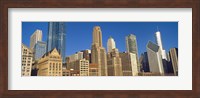 Low angle view of city skyline, Michigan Avenue, Chicago, Cook County, Illinois, USA Fine Art Print