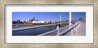 Bridge across a river, Bob Kerrey Pedestrian Bridge, Missouri River, Omaha, Nebraska, USA Fine Art Print