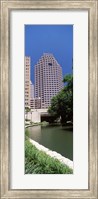 Buildings at the waterfront, Weston Centre, NBC Plaza, San Antonio, Texas, USA Fine Art Print