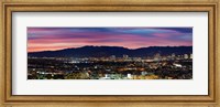High angle view of a city at dusk, Culver City, Santa Monica Mountains, West Los Angeles, Westwood, California, USA Fine Art Print