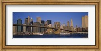 Suspension bridge with skyscrapers in the background, Brooklyn Bridge, East River, Manhattan, New York City Fine Art Print