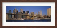 Suspension bridge with skyscrapers in the background, Brooklyn Bridge, East River, Manhattan, New York City Fine Art Print