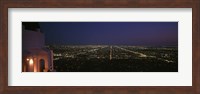 View of a city at night, Griffith Park Observatory, Griffith Park, City Of Los Angeles, Los Angeles County, California, USA Fine Art Print