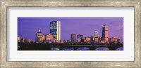 Bridge with city at the waterfront, Charles River, Back Bay, Longfellow Bridge, Boston, Suffolk County, Massachusetts Fine Art Print