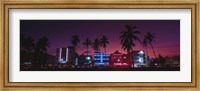Hotels Illuminated At Night, South Beach Miami, Florida, USA Fine Art Print