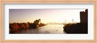 Boats in the river with cityscape in the background, Head of the Charles Regatta, Charles River, Boston, Massachusetts, USA Fine Art Print