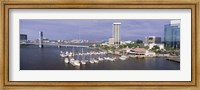 USA, Florida, Jacksonville, St. Johns River, High angle view of Marina Riverwalk Fine Art Print