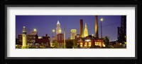 Buildings Lit Up At Night, Cleveland, Ohio Fine Art Print