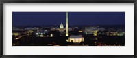 Buildings Lit Up At Night, Washington Monument, Washington DC, District Of Columbia, USA Fine Art Print