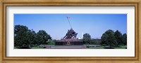War memorial with Washington Monument in the background, Iwo Jima Memorial, Arlington, Virginia, USA Fine Art Print