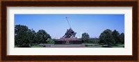 War memorial with Washington Monument in the background, Iwo Jima Memorial, Arlington, Virginia, USA Fine Art Print