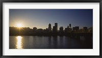 Buildings along the waterfront at sunset, Willamette River, Portland, Oregon, USA Fine Art Print