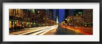 Blurred Motion, Cars, Michigan Avenue, Christmas Lights, Chicago, Illinois, USA Fine Art Print