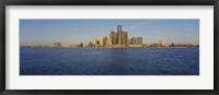 Skyscrapers on the waterfront, Detroit, Michigan, USA Fine Art Print