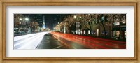 Blurred Motion Of Cars Along Michigan Avenue Illuminated With Christmas Lights, Chicago, Illinois, USA Fine Art Print