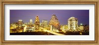 Buildings lit up at dusk, Austin, Texas, USA Fine Art Print