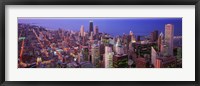 Aerial View of Chicago with Purple Sky Fine Art Print