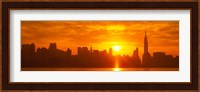 Birght Orange Sky and Sun Behind the New York City Skyline Fine Art Print