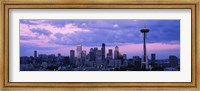Seattle Skyline with Purple Sky and Clouds Fine Art Print
