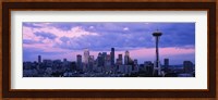 Seattle Skyline with Purple Sky and Clouds Fine Art Print