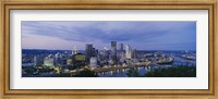 Buildings lit up at night, Monongahela River, Pittsburgh, Pennsylvania, USA Fine Art Print