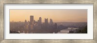 USA, Pennsylvania, Pittsburgh, Allegheny & Monongahela Rivers, View of the confluence of rivers at twilight Fine Art Print